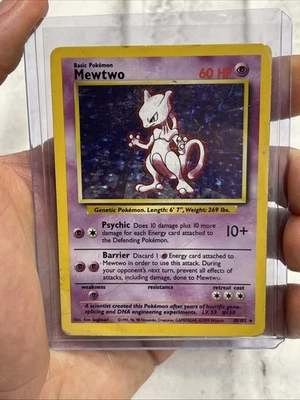 Mewtwo 10/102 Unlimited Base Set Holo Rare WoTC Pokemon Card HP Heavily Played - Image 1 of 4