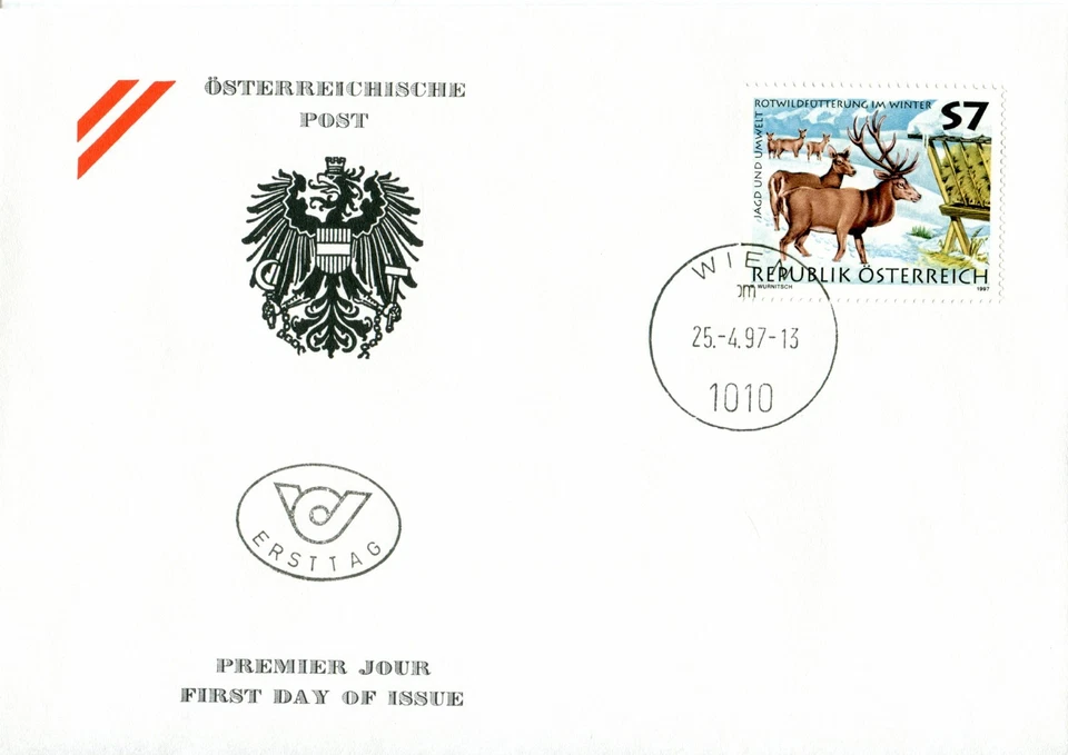 1997 Austria. Hunting & The Environment. SG 2472 FDC. Ersttag. Red Deer - Image 1 of 1