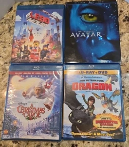 Lot Of 4 Blu Ray Dvd Movies Lego, Avatar, How To Train Dragon, Christmas Carol - Picture 1 of 5