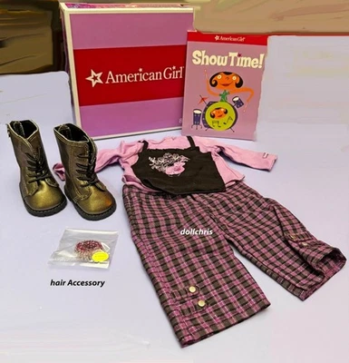 Singing Star American Girl Doll Outfit Boots Pants Top Book Hanger Hair Tie - Image 1 of 4