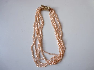 Gioielli (collana) perle d'acqua dolce rosa e argento/vermeil (24228) - Immagine 1 di 4