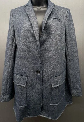 Blazer Banana Republic Mujer 6 Azul Mezcla Lana Larga Línea Preppy Old Money Chaqueta Foto 1 de 4