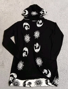 Cárdigan gótico con capucha negro blanco tejido 14 XL Jawbreaker Moonstone para mujer - Imagen 1 de 12