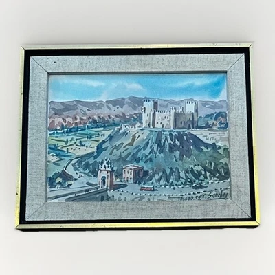 Vintage Toledo España acuarela original Castillo San Servando fC. Sánchez 1959 Foto 1 de 4
