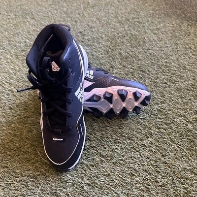 Botines de béisbol Adidas Icon 7 Mid MD K para jóvenes negros/blancos, talla 5, S23704 Foto 1 de 3