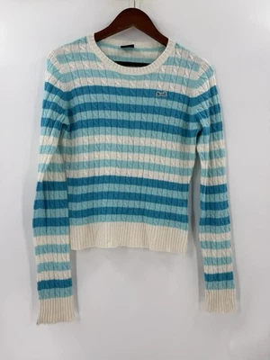 GORGEOUS Vintage Le Tigre Aqua Stripe Sweater Cashmere/Angora Blend LARGE EUC - Image 1 of 4