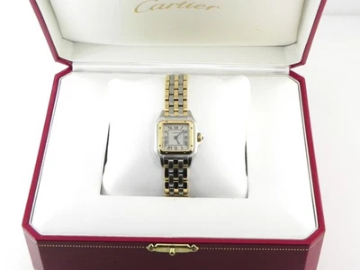 PRE-OWNED SMALL CARTIER PANTHERE S/S & 18K GOLD THREE ROW WATCH - Image 1 of 4