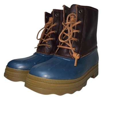 Women's Sperry Saltwater 2.0 Leather Duck Boots, Navy/Brown- Size 10 - Image 1 of 4