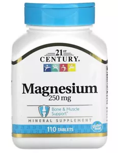 21. Jahrhundert Magnesium, 250 mg, 110 Tabletten, vegetarisch, glutenfrei KOSTENLOSER VERSAND IN UK - Bild 1 von 3