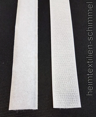 MARKENLOS Klettverschluss Haken Klettband / Flauschband selbstklebend Annähen weiß 20mm