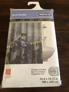 Old Plane LED Shower Curtain 12 Hooks Included 70.9” x 78.75” Acoustic Sensor - Picture 1 of 2