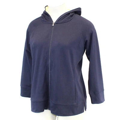 Talbots Plus Navy Blue Full Zip Hooded Pockets Cardigan Jacket 2X Foto 1 de 4