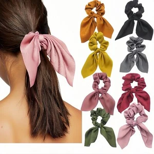 8PCS Hair Scrunchies Satin SilkRabbit Bunny Ear Bow Bowknot Scrunchie Bobbles... - Picture 1 of 8