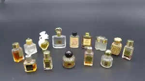 Lote de 14 botellas de perfume miniatura vintage mezcladas algunas completas raras Francia L@@K - Imagen 1 de 12