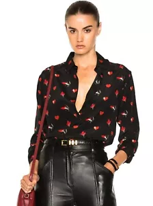 Top Saint Laurent labbra fumo bottoni nero rosso taglia media - Foto 1 di 6