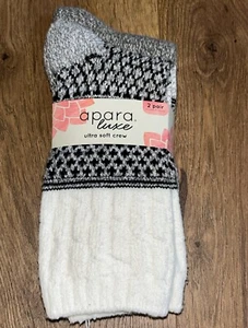 Calze donna Apara Luxe ultra morbide crew 2 paia taglia:5-10 nuove! - Foto 1 di 3