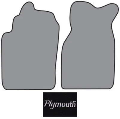 1978-1990 Plymouth Horizon Cutpile Carpet Logo Floor Mat Front Row 2pc - Image 1 of 2
