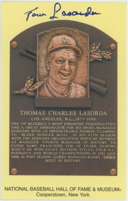 Tommy Lasorda Autographed Signed Hall Of Fame Plaque Postcard AMCo COA 28197 - Изображение 1 из 2