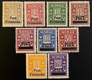 Stamps Norway Postage Due w/overpr Series MNH Year 1929 Complete - Picture 1 of 1