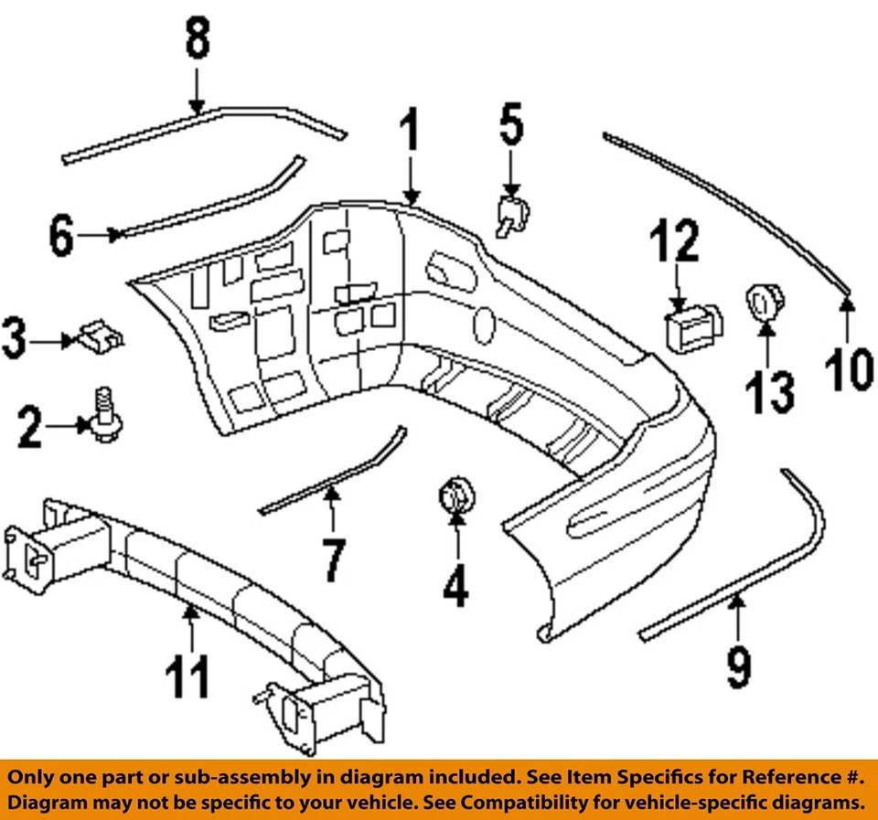 Componentes de parachoques trasero MERCEDES OEM 03-09 CLK320 - Moldura lateral 2098850621 Foto 1 de 1