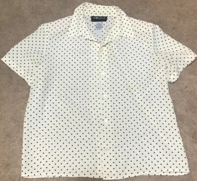 Blusa Camisa Sag Harbor Petites Lunares, Off-White/Marfil/Crema y Negra, Med Foto 1 de 2