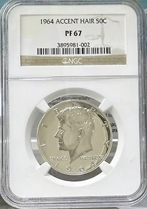 1964 ACCENT HAIR KENNEDY NGC PF67 50C #129 - Picture 1 of 2