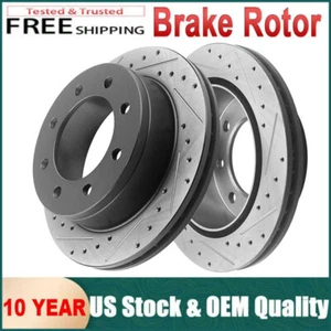 Rear Drilled Slotted Brake Rotors for Chevy Silverado GMC Sierra 3500 HD 07-2010 - Picture 1 of 7