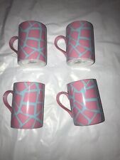 Fitz and Floyd TERRAZZO 4 Pink And Light Blue Porcelain Mugs, 3 3/4” Japan