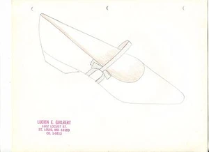 BOCETO ORIGINAL DIBUJADO A MANO AÑOS 60 DISEÑADOR DE MODA LUCIEN GUILBERT ZAPATO correa 32A - Imagen 1 de 1