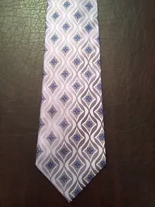 Corbata de seda púrpura para hombre Martin Wong formas geométricas ancha gruesa - Imagen 1 de 5