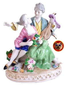Vintage Hinode Japan Porzellanfigur romantische viktorianische Paar Musikszene - Bild 1 von 10