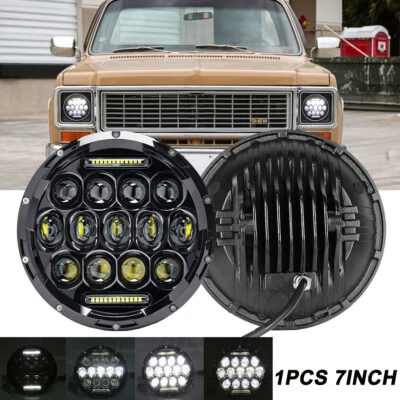 1x Faro LED redondo de 7" haz alto bajo DRL para camioneta Chevy C10 C20 C30 Foto 1 de 4