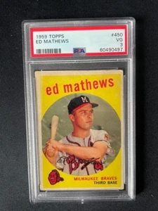 1959 Topps #450 Ed Mathews Eddie Mathews PSA 3 MLB Braves HOF - Bild 1 von 2