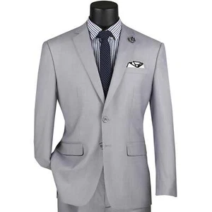 VINCI Men's Light Gray 2-Button Slim Fit Suit - NEW - Picture 1 of 3