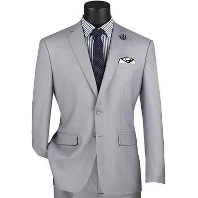 VINCI Men's Light Gray 2-Button Slim Fit Suit - NEW - Image 1 of 3