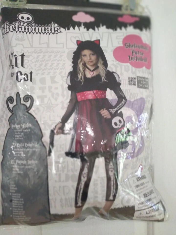 Kit Skelanimals El Gato Niñas Disfraz M 8-10 Vestido Capucha Leggings Cartera  Foto 1 de 1