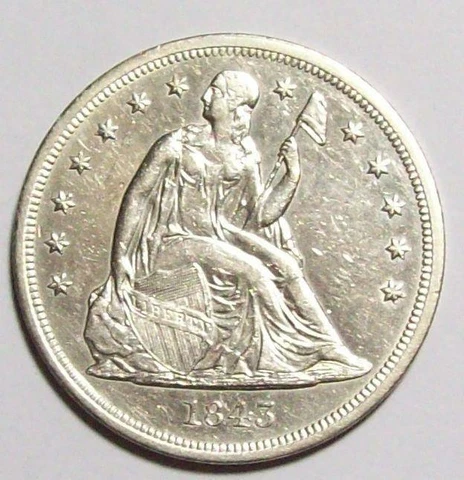 1843-P  SEATED LIBERTY DOLLAR   Dipped AU++ / UNC  #16C23 Cover