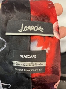 Corbata Formal Jerry Garcia Colección Firma Prueba de Artista No 10 Paisaje Marino Rojo - Imagen 1 de 9