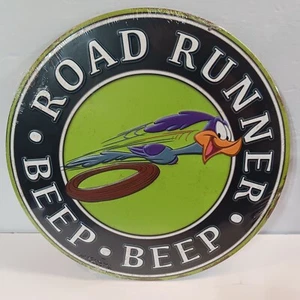 Road Runner Beep-Beep Round Embossed/Distressed 12" Metal Sign Vtg Style Garage - Picture 1 of 3