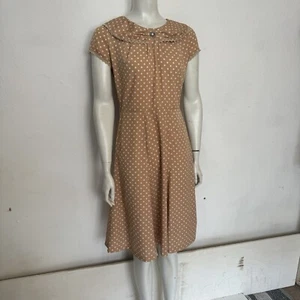 Hell Bunny Vixen Pink Rose Polka Dot Midi Dress Tea Dress Small S - Picture 1 of 8