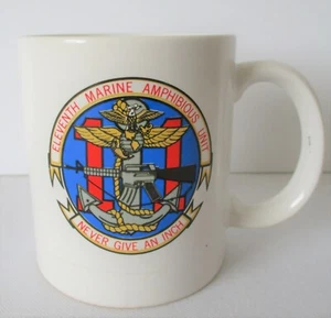 Eleventh Marine Amphibious Unit Kaffeebecher 11th Never Give an Inch USMC Rarität - Bild 1 von 4