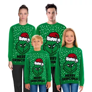 Suéter tejido Grinch Christmas Jumper Familia Hombres Mujeres Niños Unisex Navidad Novedad - Imagen 1 de 9