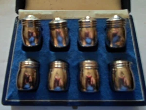 Vintage 1965 Eugen Ferner STERLING SILVER 925 SET 8 SALT & PEPPER SHAKERS w/BOX  - Picture 1 of 3
