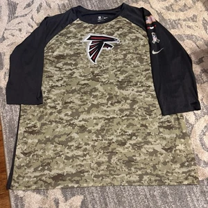 Atlanta Falcons NFL Salute Troops Camuflada Dri-Fit Manga 3/4 Camisa Corte Atlético XXL - Imagen 1 de 6