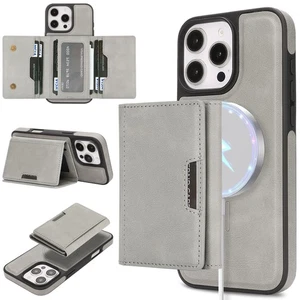 Funda tipo billetera magnética de cuero con ranura para tarjeta para iPhone 16 Pro Max 16e 15 14 13 12 - Imagen 1 de 56