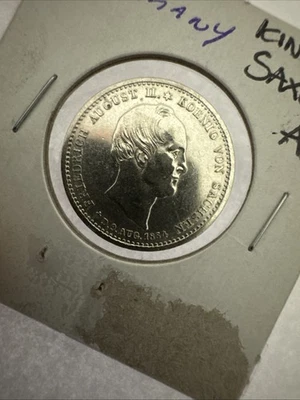 1854 King of Saxony Death 1/6 Thaler  Wilhelm II  Scarce Silver Coin - Image 1 of 2