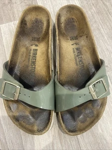 Birkenstock Madrid Khaki Grün Glanz Pantoletten Sandalen EUR 38 UK 5 - Bild 1 von 6