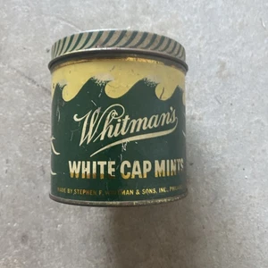 Whitman's White Cap Mints Tin Can - Green with Lid - Picture 1 of 3