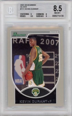 Bowman Silver Kevin Durant Parallel SP #111 2007 novato RC BGS 8,5 MVP/199 Foto 1 de 2