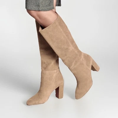Knee Boots Leather Tan Chinese Laundry Tall Suede Boots Heeled 9.5 M Brown - Image 1 of 4